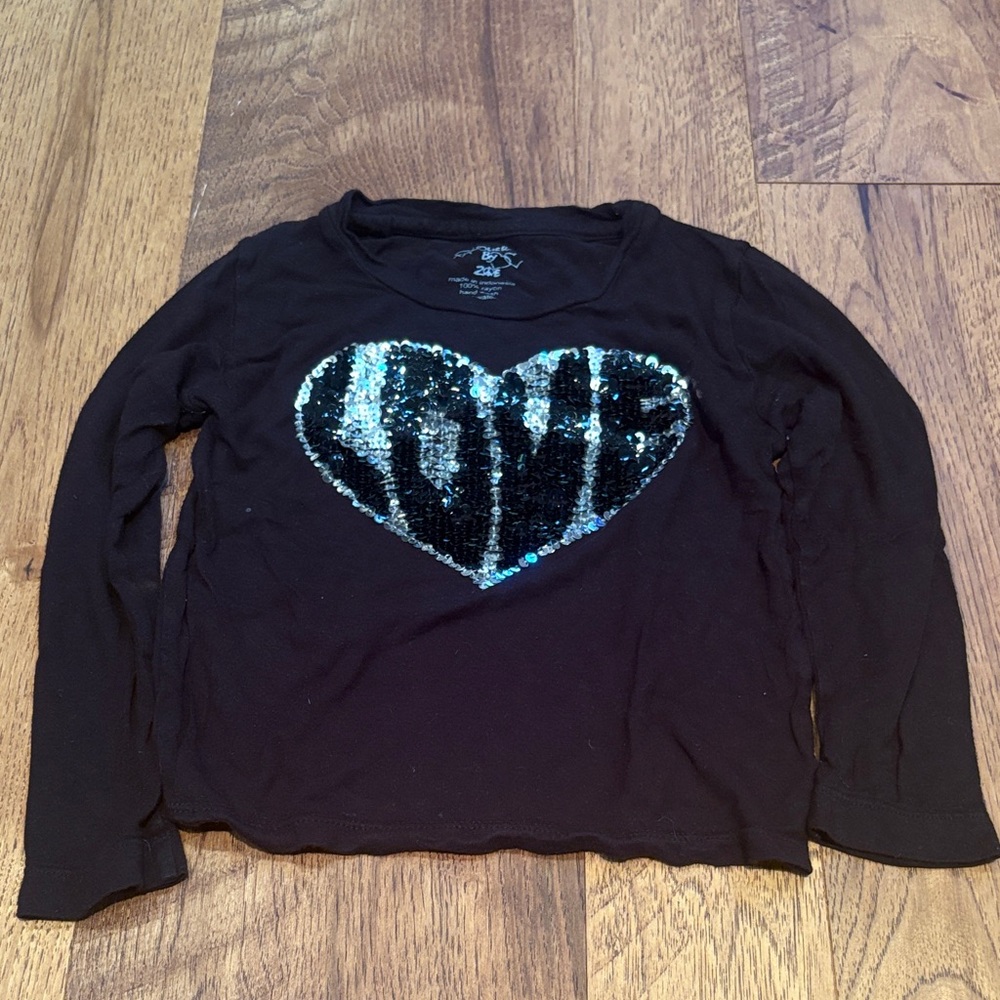 Flowers by Zoe Girl’s Black Love Sequin Long Sleeve Size 4T